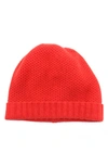 Portolano Honeycomb Cashmere Beanie In Fire Red