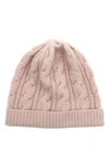 Portolano Cashmere Cable Knit Beanie In Misty Rose