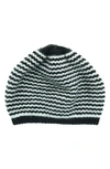 Portolano Stripe Cashmere Beanie In Black/ Light Heather Grey