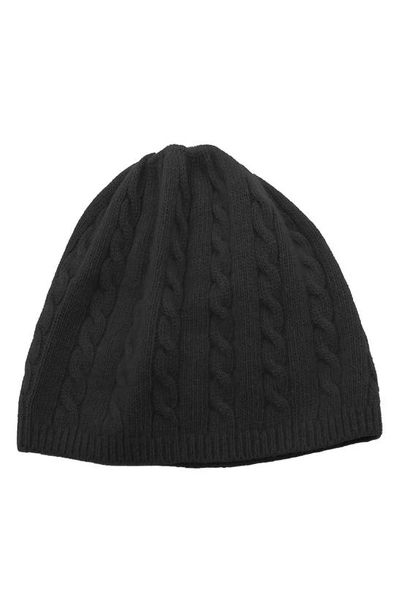 Portolano Cashmere Cable Knit Beanie In Black