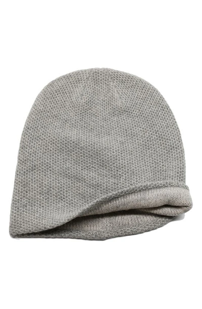 Portolano Reversible Cashmere Beanie In Light Heather/ Yogi Ivory