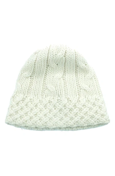 Portolano Chunky Cable Knit Beanie In Snow White