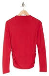 Elodie Ruched Mock Neck Top In Cherry Red