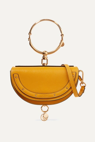 Chloé Nile Bracelet Mini Textured-leather Shoulder Bag In Yellow