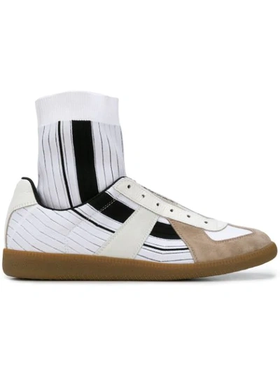 Maison Margiela Replica Sock High-top Leather Sneakers In Black White