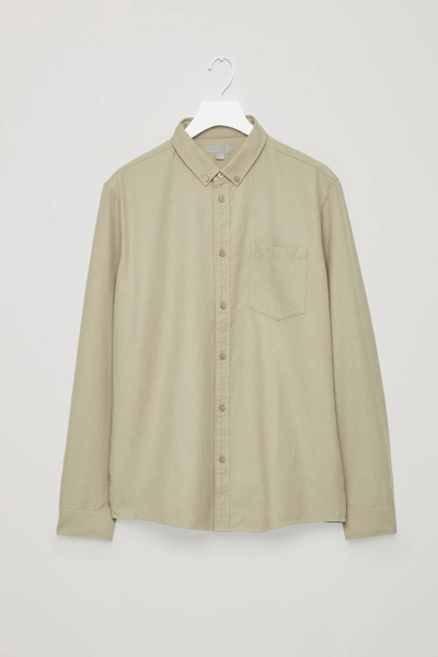 Cos Cotton Button-down Shirt In Beige