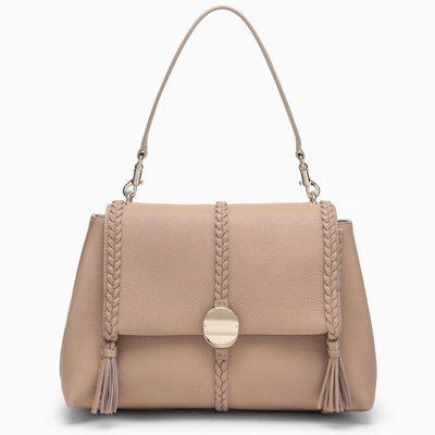 Chloé Penelope Leather Shoulder Bag In Beige