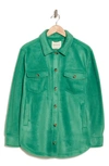 Thread & Supply Polar Fleece Shacket In Deep Green