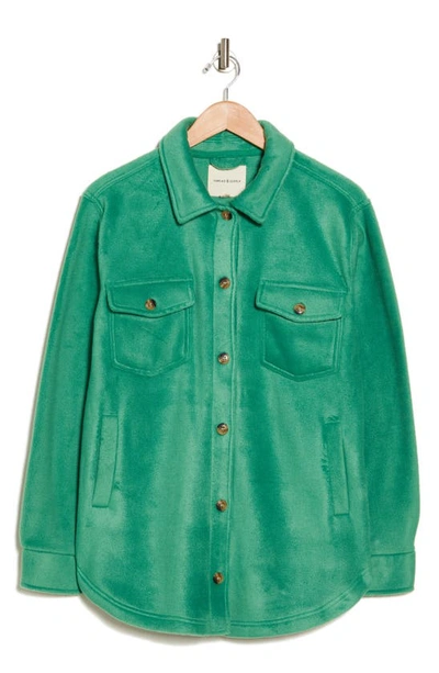 Thread & Supply Polar Fleece Shacket In Deep Green