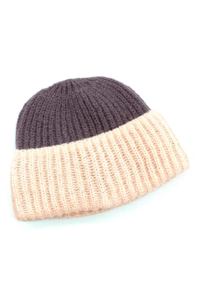 Portolano Chunky Colorblock Beanie In Dusty Prune/ Bp