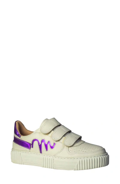Sandro Moscoloni Michelle Triple Strap Platform Sneaker In White/ Purple