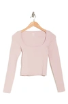 Elodie Square Neck Long Sleeve Top In Mauve