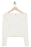 Elodie Square Neck Long Sleeve Top In White