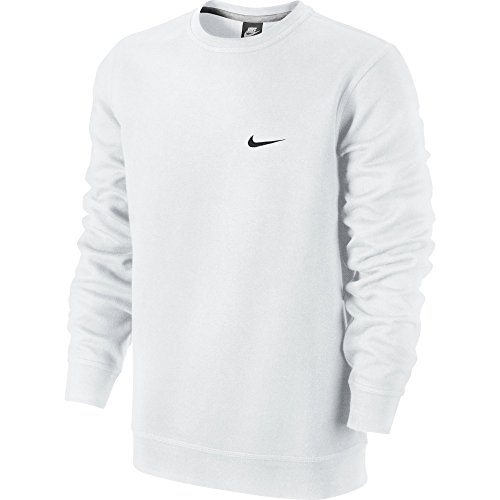 Nike Club Swoosh Crew Men's Sweat Shirt White/black 611467-100 | ModeSens