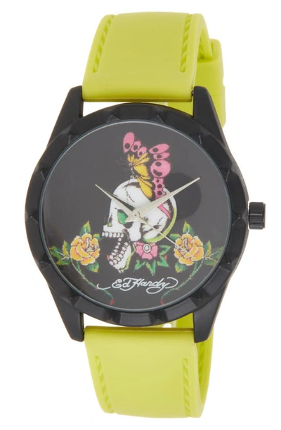 I Touch X Ed Hardy Silicone Strap Watch, 40mm In Green