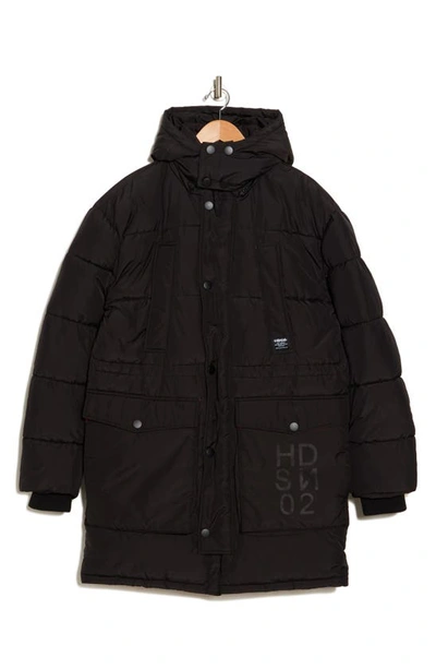 Hudson Quilted Hooded Puffer Jacket In Black