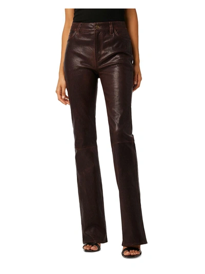 Joe's Womens Leather High Rise Bootcut Pants In Gold