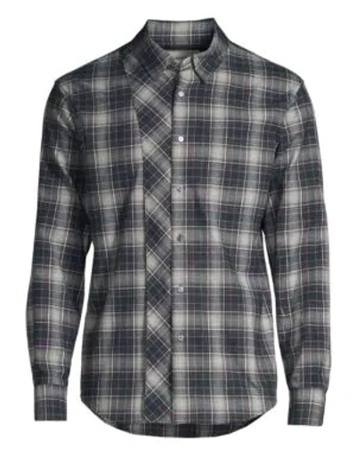 Solid Homme Multi-plaid Button-down Shirt In Black Grey