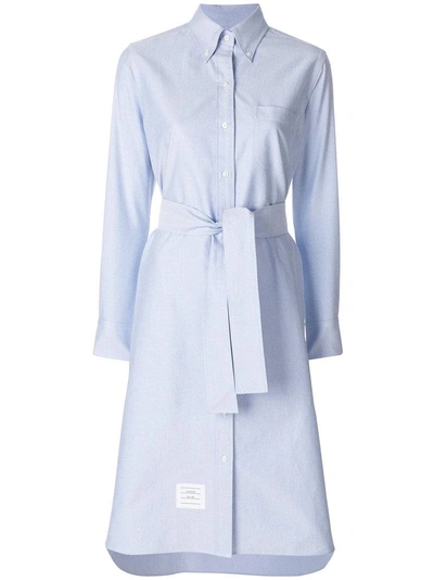 Thom Browne A-line Fit Belted Oxford Shirtdress - Blue