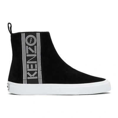 Kenzo Logo Print Hi-top Sneakers In Black