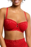 Montelle Intimates Lacey Keyhole Lace Underwire Bra In Sweet Red