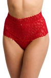 Montelle Intimates Lacey High Waist Lace Briefs In Sweet Red