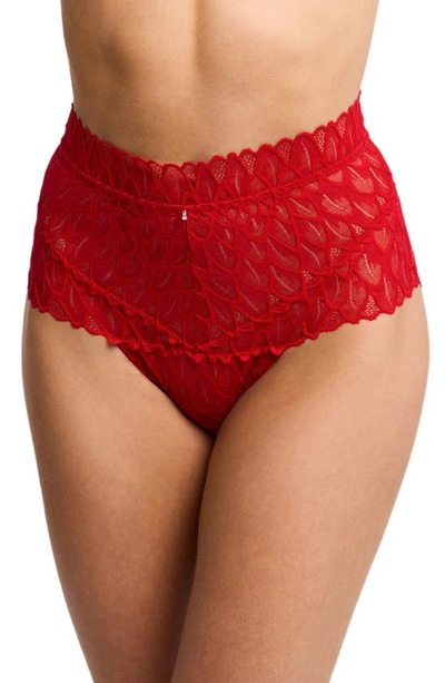 Montelle Intimates Lacey High Waist Lace Briefs In Sweet Red