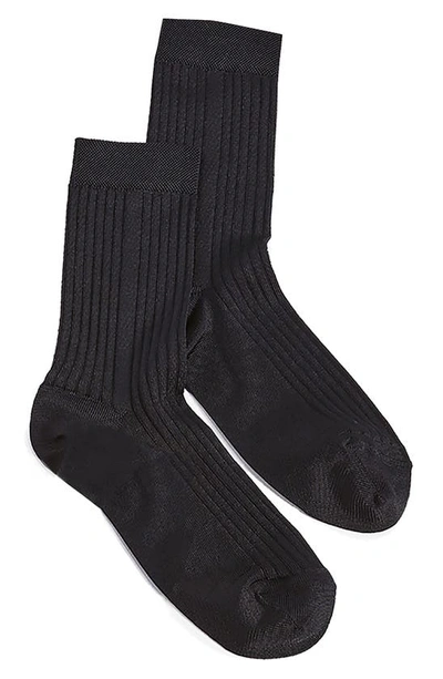 Stems Silky Rib Crew Socks In Black