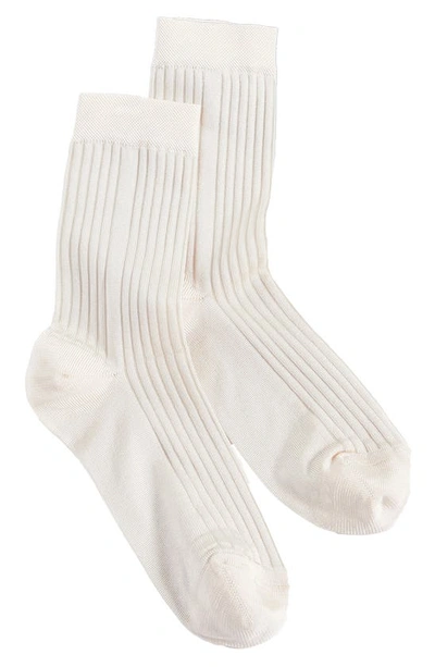 Stems Silky Rib Crew Socks In Ivory