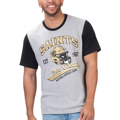 G-iii Sports By Carl Banks Grey New Orleans Saints Black Label T-shirt In Heather Grey