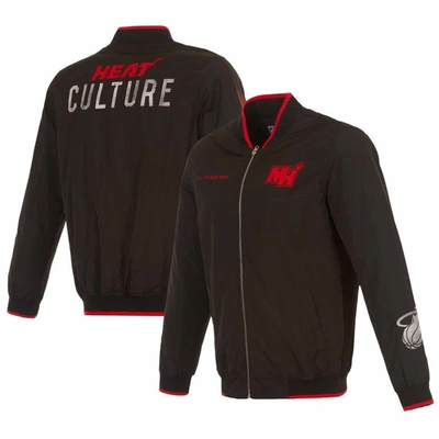 Jh Design Men's  Black Miami Heat 2023/24 City Edition Nylon Full-zip Bomber Jacket