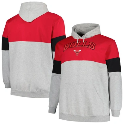 Fanatics Men's  Red, Black Chicago Bulls Big And Tall Pullover Hoodie In Red,black
