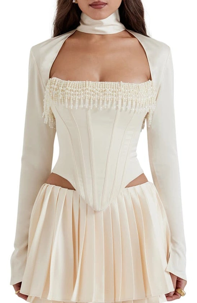 House Of Cb Aubrie Two-piece Corset Top In Vintage Cream