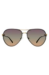 Kurt Geiger Shoreditch 60mm Rimless Aviator Sunglasses In Gold Havana/ Violet Green