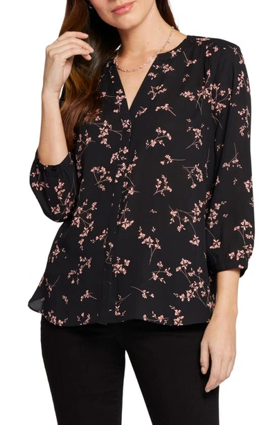 Nydj High-low Crepe Blouse In Cynthiana