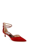 Badgley Mischka Lilibeth Ankle Strap Pointed Toe Pump In Radiant Red