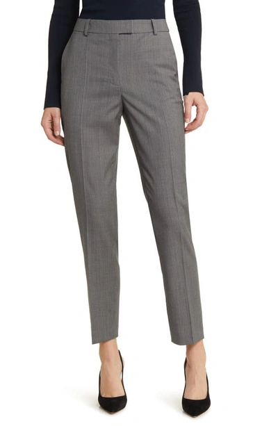 Hugo Boss Tamata Pinstripe Virgin Wool Ankle Pants In Mini Pinstripe Suiting