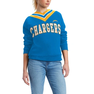 Tommy Hilfiger Light Blue Los Angeles Chargers Heidi V-neck Pullover Sweatshirt