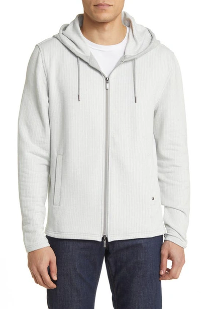 Robert Barakett Augusta Herringbone Zip Hoodie In Light Grey