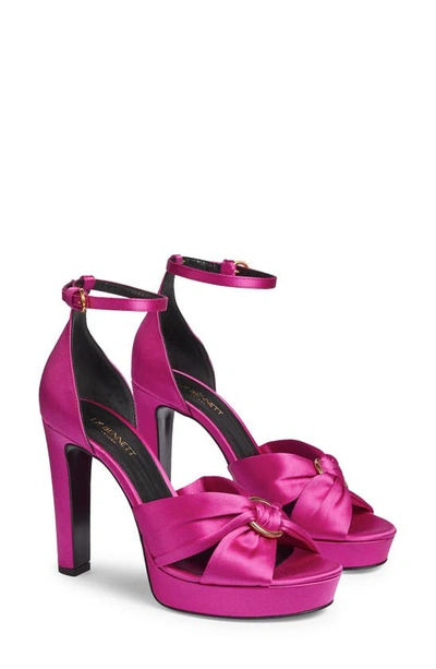 Lk Bennett Aysha Satin Ankle Strap Sandal In Magenta