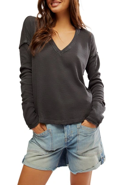 Free People Sail Away V-neck Top In Black