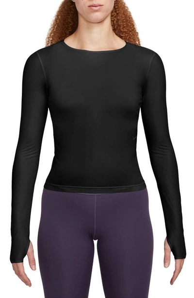Nike Futuremove Long Sleeve Dri-fit Sheer Top In Black