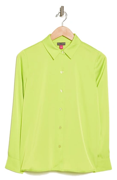 Vince Camuto Satin Long Sleeve Button-up Shirt In Lime Popsicle
