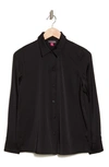 Vince Camuto Satin Long Sleeve Button-up Shirt In Rich Black