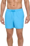 Calvin Klein Men's Core Euro Regular-fit Quick-dry 5" Swim Trunks With Compression Short Liner In Atlantis