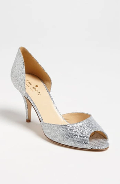 Kate Spade Sage Glitter D'orsay Pumps, Silver In Silver Starlight