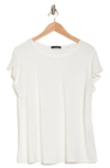 T Tahari Flutter Cap Sleeve T-shirt In White Star