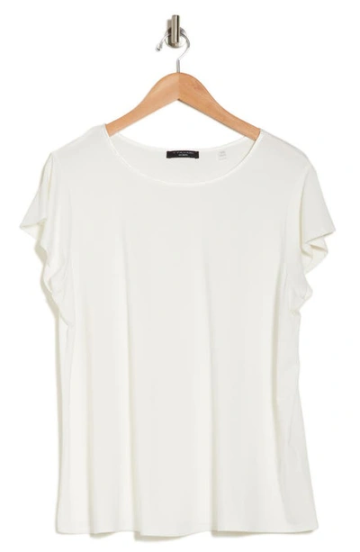 T Tahari Flutter Cap Sleeve T-shirt In White Star