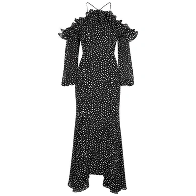 Keepsake Moonshine Ruffle-trimmed Georgette Dress In Black