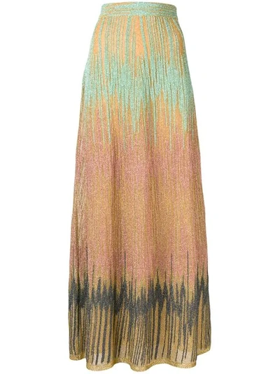 M Missoni Gold Metallic-knit Maxi Skirt In Green